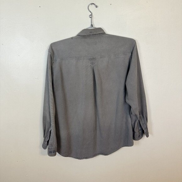 St Durant Mens Long Sleeve Button Up Shirt Grey Thick Distressed Large Cotton - Picture 2 of 9